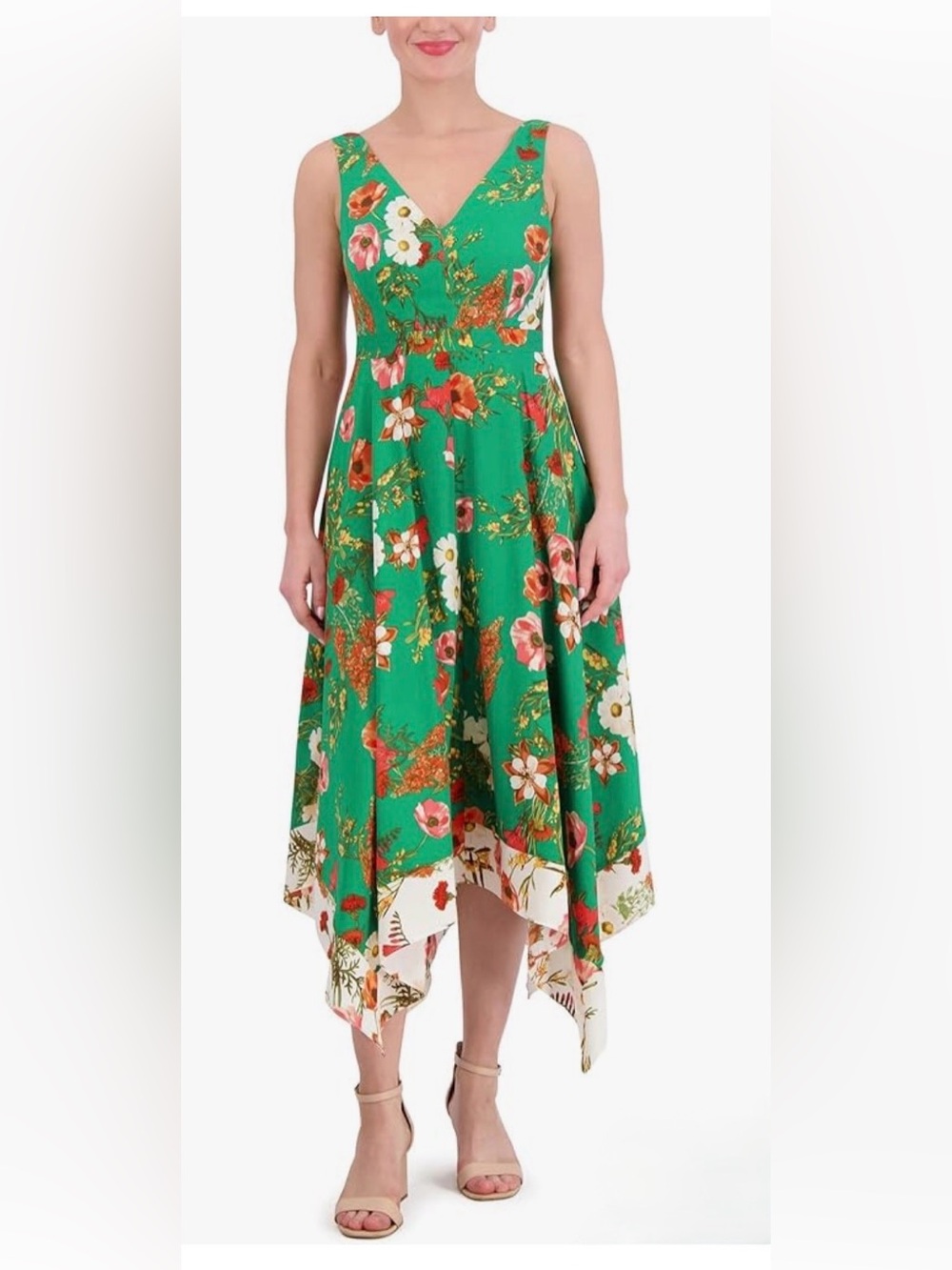 NWT Vince Camuto Women's Printed Handker Cheif Hem Midi Size 16